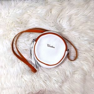 Round White Leather Crossbody